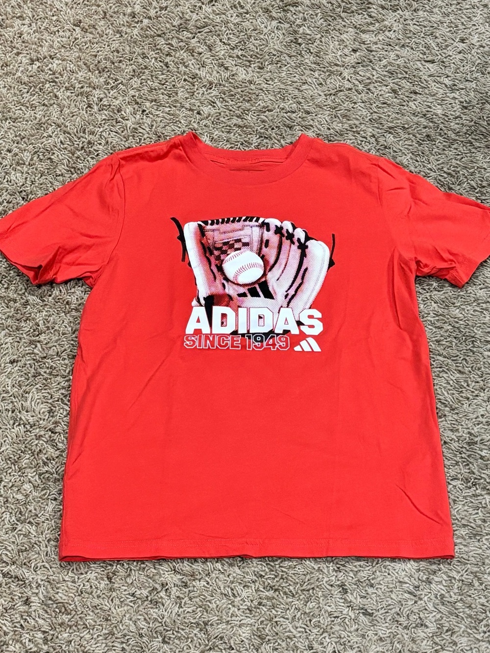 adidas Red Short-Sleeve Baseball Graphic Tee